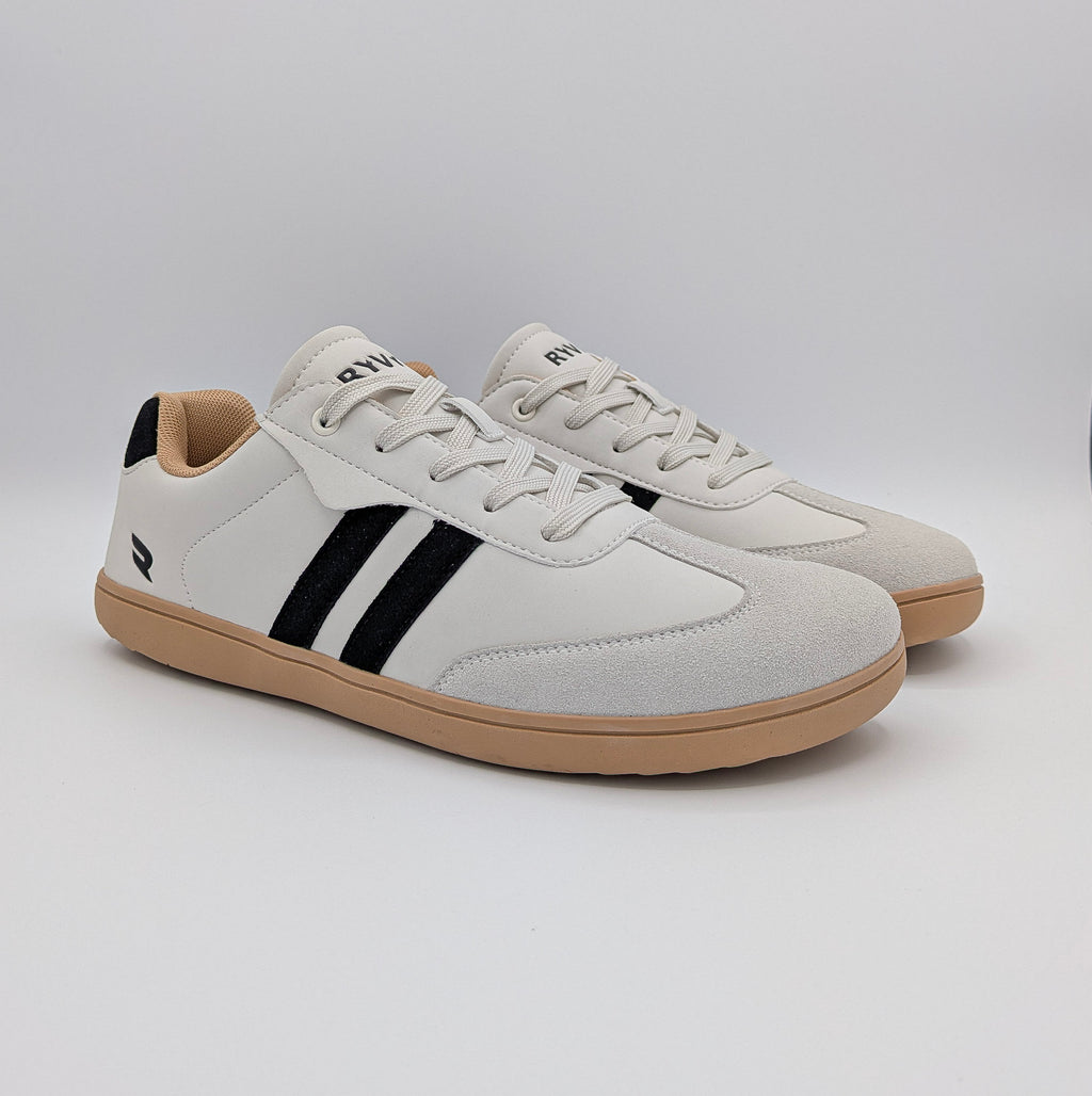 RYVYN ARC minimalist footwear in Off White Black pair view