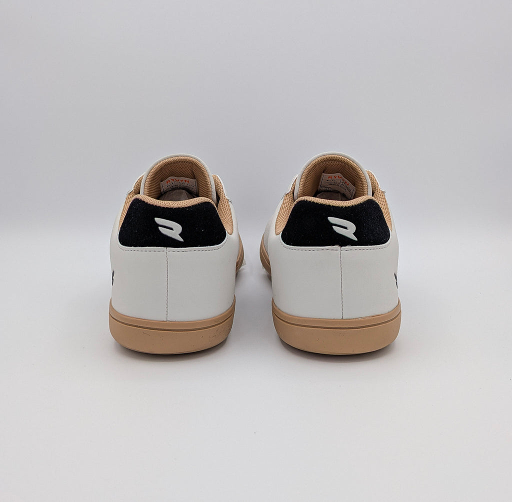 RYVYN ARC minimalist footwear in Off White Black heel view