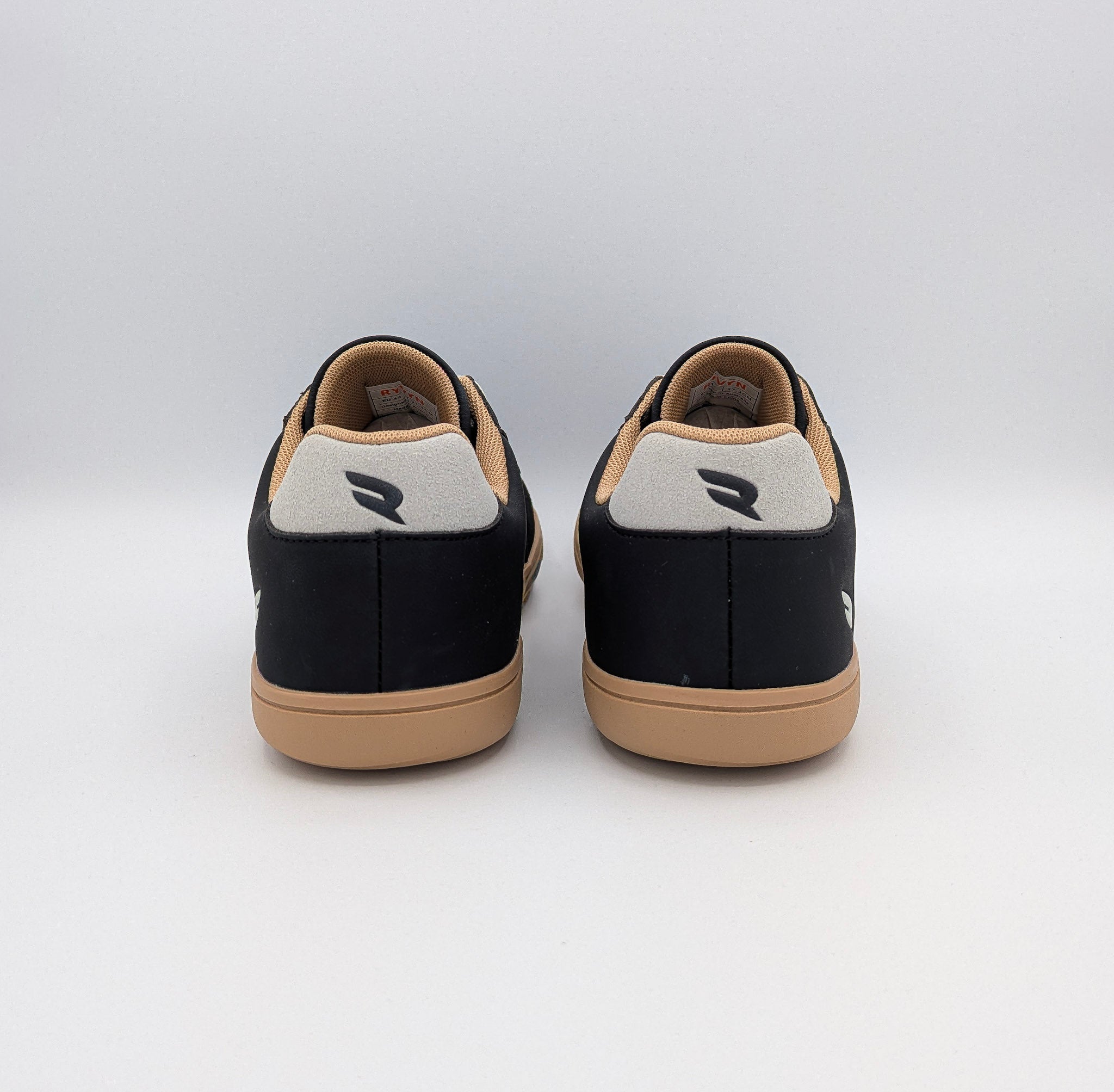 RYVYN INK minimalist footwear in Black Off White heel view