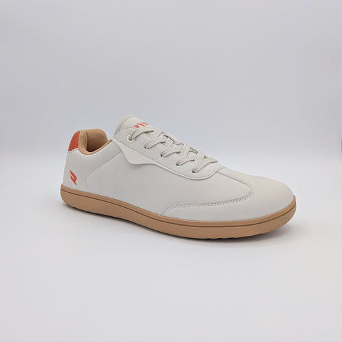 RYVYN VUE minimalist footwear in Off White Burnt Orange angled view
