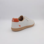 RYVYN VUE minimalist footwear in Off White Burnt Orange heel angled view